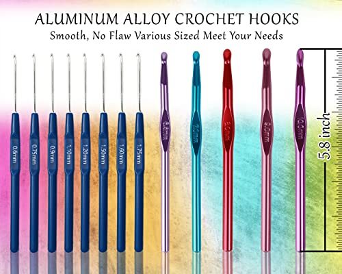 61Pcs Ergonomic Crochet Hooks Set, 22size (0.75mm-10mm), with Case for - Picture 3 of 7