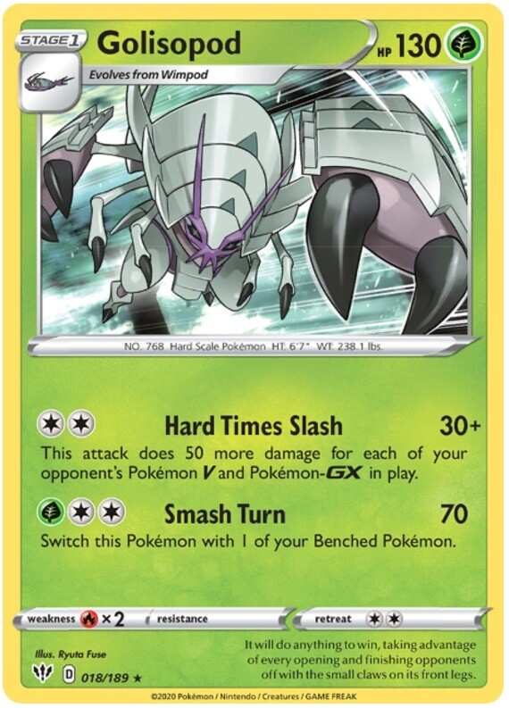 x1 Golisopod - 018/189 - Holo Rare Pokemon SS03 Darkness Ablaze M
