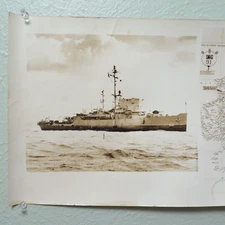 WWII USS Inflict War Cruise Map Photos Panoramic Print Minesweeper Ship AM-251