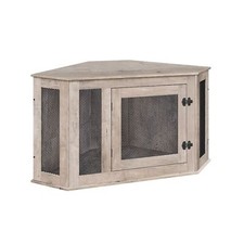 Corner Dog Crate Furniture, Wooden Dog Kennel End Table, Decorative Pet Crate...