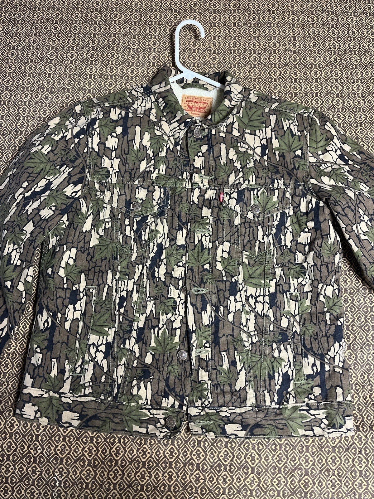 Veste de camionneur camouflage en denim doublé Supreme X Levi's Sherpa camouflage