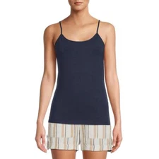 Time and Tru Women's Adjustable Straps Cami Tank -Navy Blue Size Medium NWT