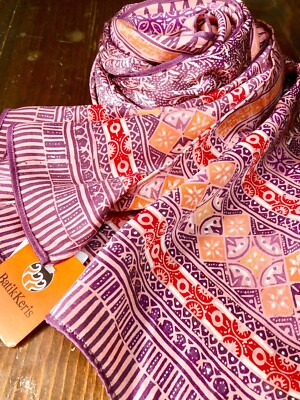 Batik Keris Indonesian Silk Scarf, rectangular scarf in pink and