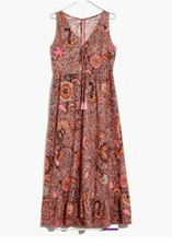 Madewell Bali Light Patel Block Print Midi Dress women  size 10