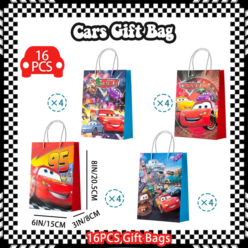 12 pcs Disney Cars 3 Lightning Mcqueen Party Favor Supplies Candy Loot Gift Bags - Image 2 of 4