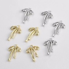 10pcs CZ Pave Bow Tie Pendant,Cubic Zirconia Bowknot Charm,Zircon Bow Connectors