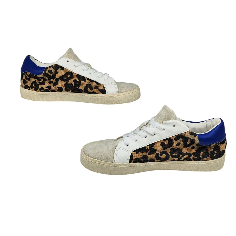 Madden Girl Shoes Womens 8.5 Cheetah Leopard Brown White Blue Star Low Tops Foto 2 de 4