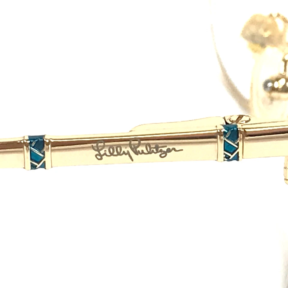 Monturas de gafas Lilly Pulitzer GEORGINA TE verde azulado dorado ojo de gato borde completo 49-16-13 Foto 4 de 4