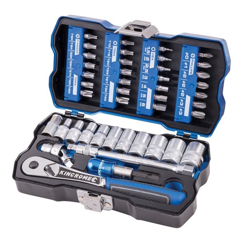 Kincrome 43 Piece LOK-ON 1/4" Drive Metric Socket & Bit Set Phillips Hex K27000 - Picture 8 of 12