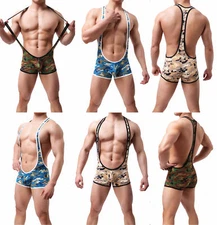 New Sexy Men's Leotard Jumpsuit Wrestling Singlet Bodysuit Jockstrap Underwear
