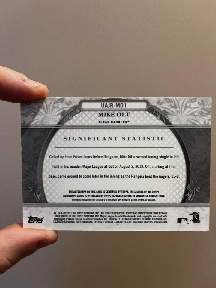 Mike Olt 2013 Topps Triple Threads Unity Jumbo Autógrafo Reliquia #/99 Foto 2 de 2