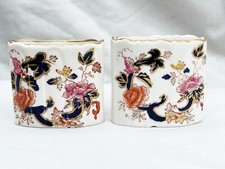 ANTIQUE MASONS MANDALAY IRONSTONE GOLD GILT SET 2 TOOTHPICK MATCH VESTA HOLDERS