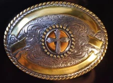 Crumrine CROSS  Oval Belt Buckle ROPE TRIM M & F Western  3806645
