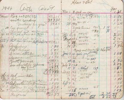 1940s HANDWRITTEN POCKET ACCOUNT BOOK OF AUTOMOBILE EXPENSES ALONG First Edition - Picture 1 of 1