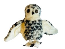 Folkmanis Plush Little Snowy Owl Hand Puppet Baby Owlet White Black Spotted 8"