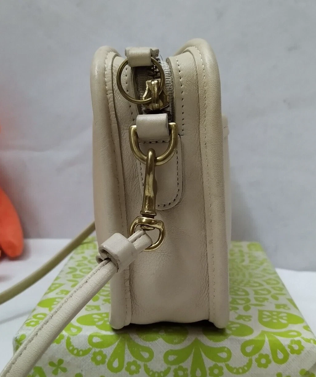 Borsa a tracolla Coach Carnival in pelle avorio con cerniera Vintage #9925 Made in USA