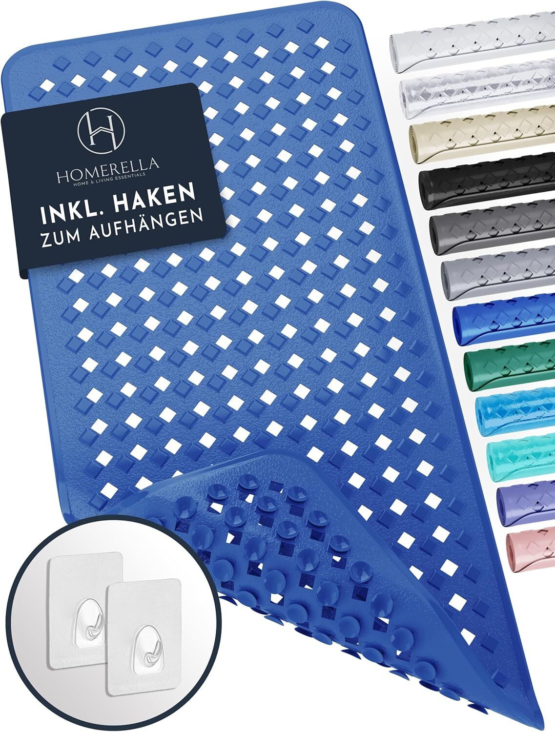 Homerella Badewannenmatte rutschfest 88x39cm - BPA-frei, schimmelresistent