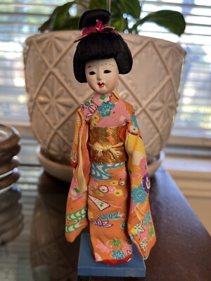 Vintage Hanako Japanese Hair Dressing Doll w/ 6 Wigs Toy Wood Box