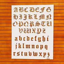 Reusable Plastic Stencil - Olde English Alphabet, Stencil Template Reusable, Wal
