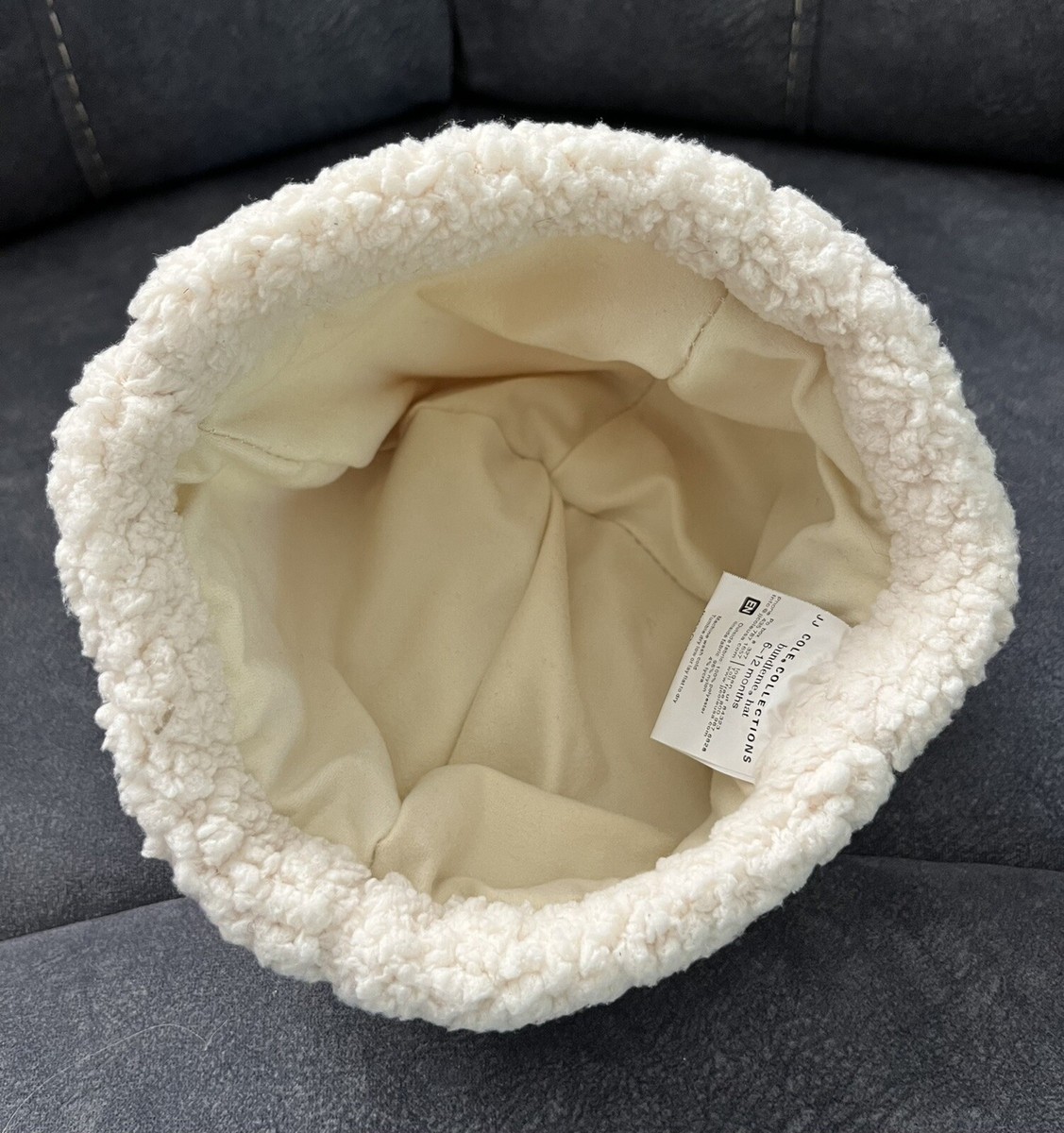 NEW JJ Cole BundleMe Faux Shearling Baby Hat in Cream (6-12