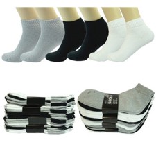 Wholesale Lot Men's Plain Ankle Quarter Cotton Low Sport Socks Size 9-11 10-13