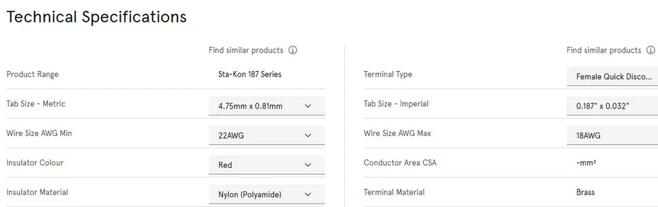100x T&B RAD18-18377 0.187" Female Disconnects Nylon Insulated USA Made Shipped! - Image 3 of 4