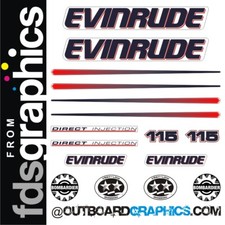 Evinrude 115 CV Aficht decalcomanie/kit adesivi motore fuoribordo - COFANO BIANCO
