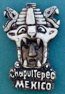 Souvenir Kühlschrankmagnet Mexiko Stadt Chapultepec Azteken Kunst