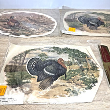 Vintage Ceramic Corner Inc Ceramic Decals Lot of 3 Turkey Pheasant Game Birds