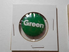 1" green Green unknown office and location litho pinback button