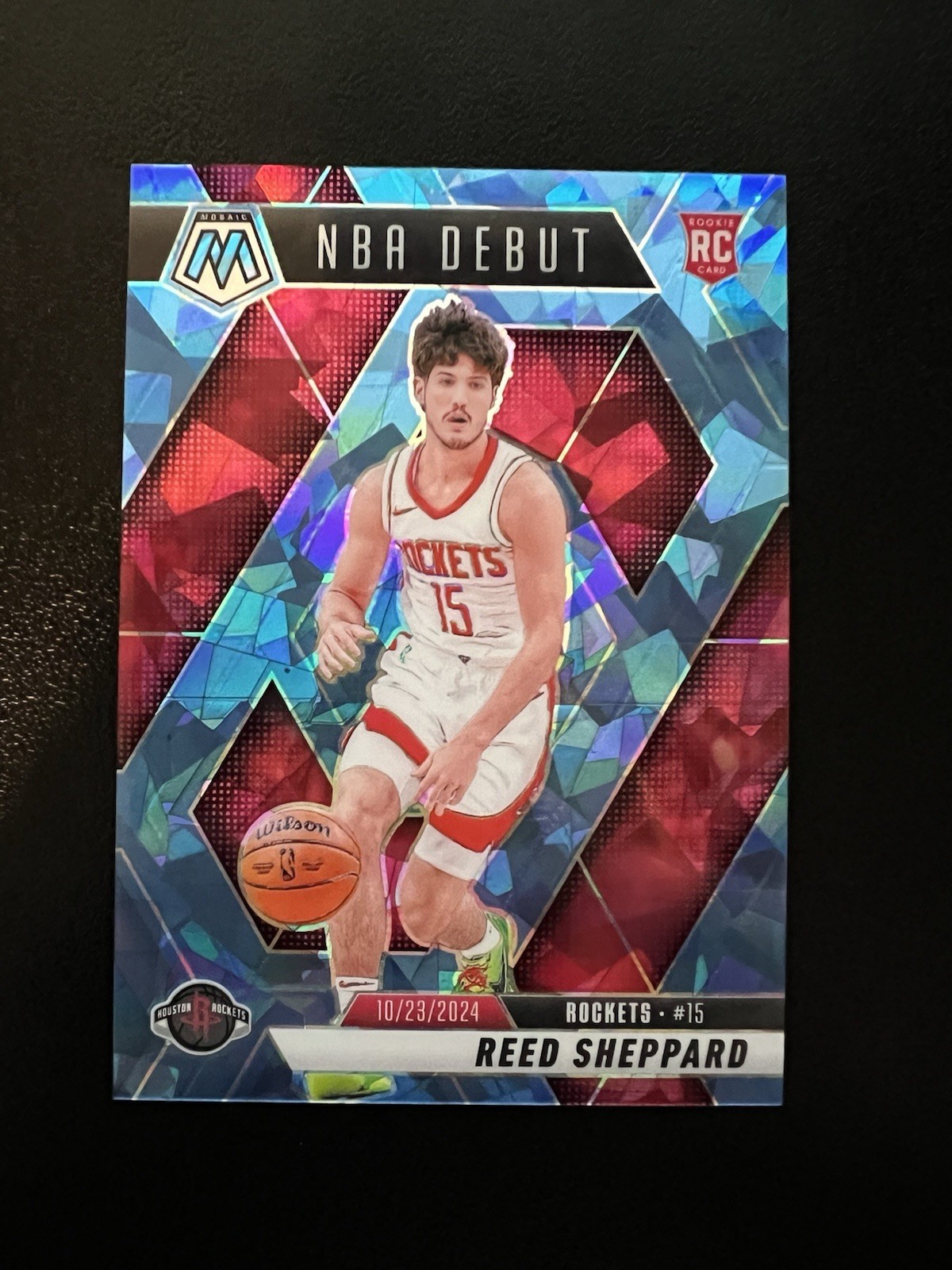 2024-25 Panini Mosaic NBA Debut Ice Prizm /125 Rookie Reed Sheppard Rockets RC