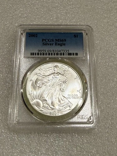 2002 Silver Eagle PCGS MS69 ~ Blue  Label ~ Pristine ~ No Spots