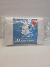 Gerber Prefold Birdseye 3-Ply Cotton Cloth Diapers, White, 10 Cloth Diapers NEW