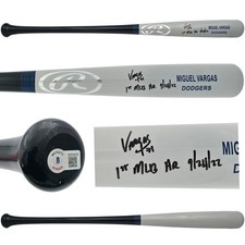 Miguel Vargas Auto Gray Rawlings Game Model Bat Dodgers White Sox 1st MLB HR BAS
