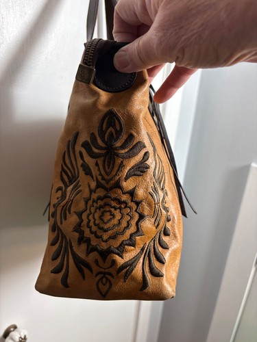 Gianni Charini Vintage Embroidered Large Italian Leather Shoulder Bag Tote VGC, Size L, $68.65 - Photo 3