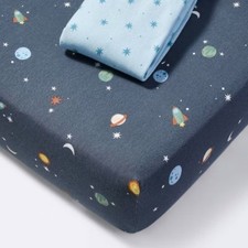 2pk Fitted Jersey Crib Sheets - Space
