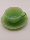 Vintage Fire King Anchor Hocking Jadeite Alice Pattern Coffee Cup & Saucer