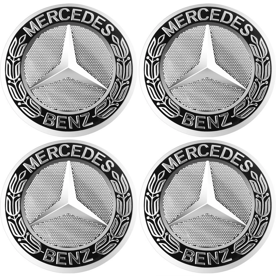 4Pcs For Mercedes-Benz Wheel Center Caps Emblem Rim Hub Cover Badge Black  NEW Foto 2 de 4