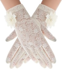 Women's Lace Floral Gloves - Tea Party, Bridal  Wedding Gloves for Opera, Prom,