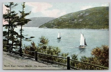 Vintage Northeast Harbor Maine Somes Sound Sailboats c1900s Postcard