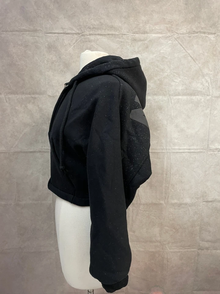 Sudadera con capucha negra corta para mujer Zara cremallera completa talla M Foto 2 de 4