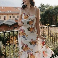 NWOT Reformation Nikita Floral Midi Dress Ivory Bouquet Size 6 Viscose
