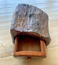 Vintage REDWOOD BURL Wood Trinket Keepsake Bo...
