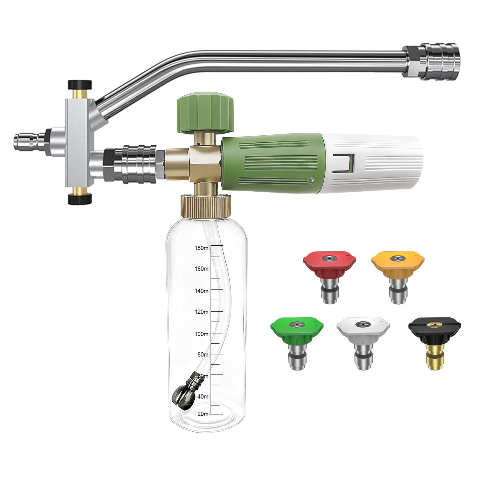 Pressure Washer Foam Cannon Dual-Connector Accessory  1/4" QC 5 Nozzle Tips Kits