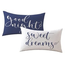 Bedding Decorative Lumbar Pillowcases Sweet Dreams Good Night Cushion Blue