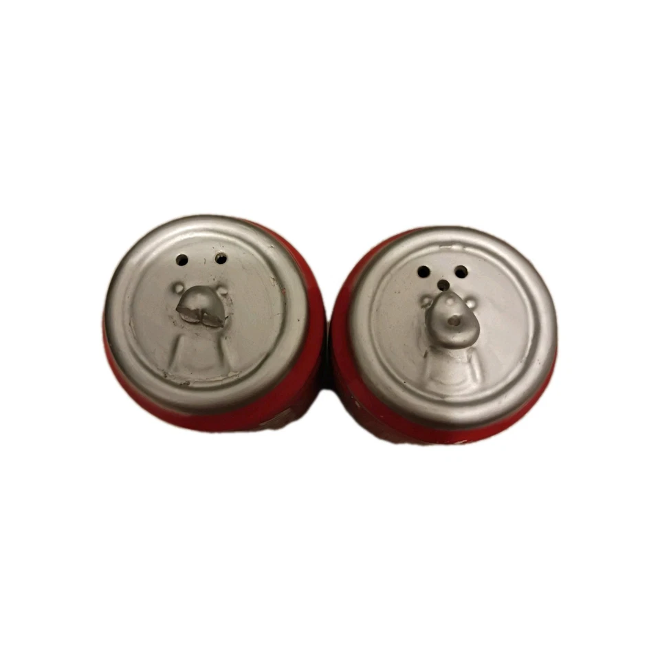 Juego de latas de coca-cola de cerámica vintage 1999 coctelera de sal y pimienta 3,25" chip pequeño Foto 2 de 2