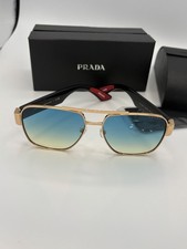 Prada Gold Sunglasses blue Lens Size 59 Case Included