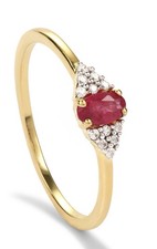 Gemporia 9k 9ct 375 Gold Ring (N/O) Montepuez Ruby & Zircon BNWT COA Gift Idea