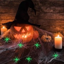 300 Sqft Halloween Spider Web Decorations, with 10 Glow and 10 Black Fake Spider