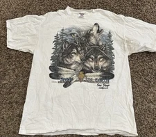 Vintage 1995 Power Pro By Oneita 3 Wolfs Nature Shirt San Diego California Sz XL